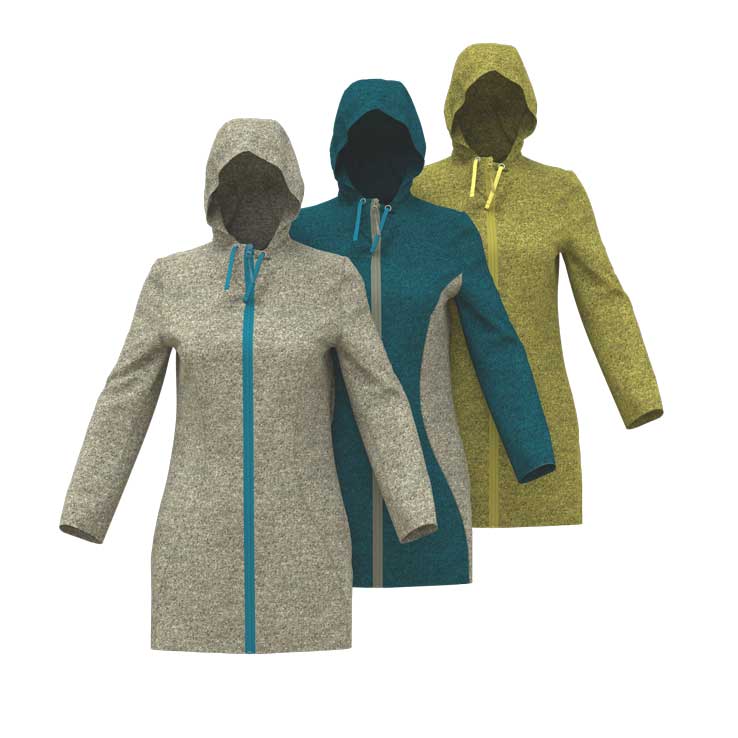 Lange, figurbetonte Jacke für Walk oder softshell Zwischenmass Schnittmuster WALKJACKE